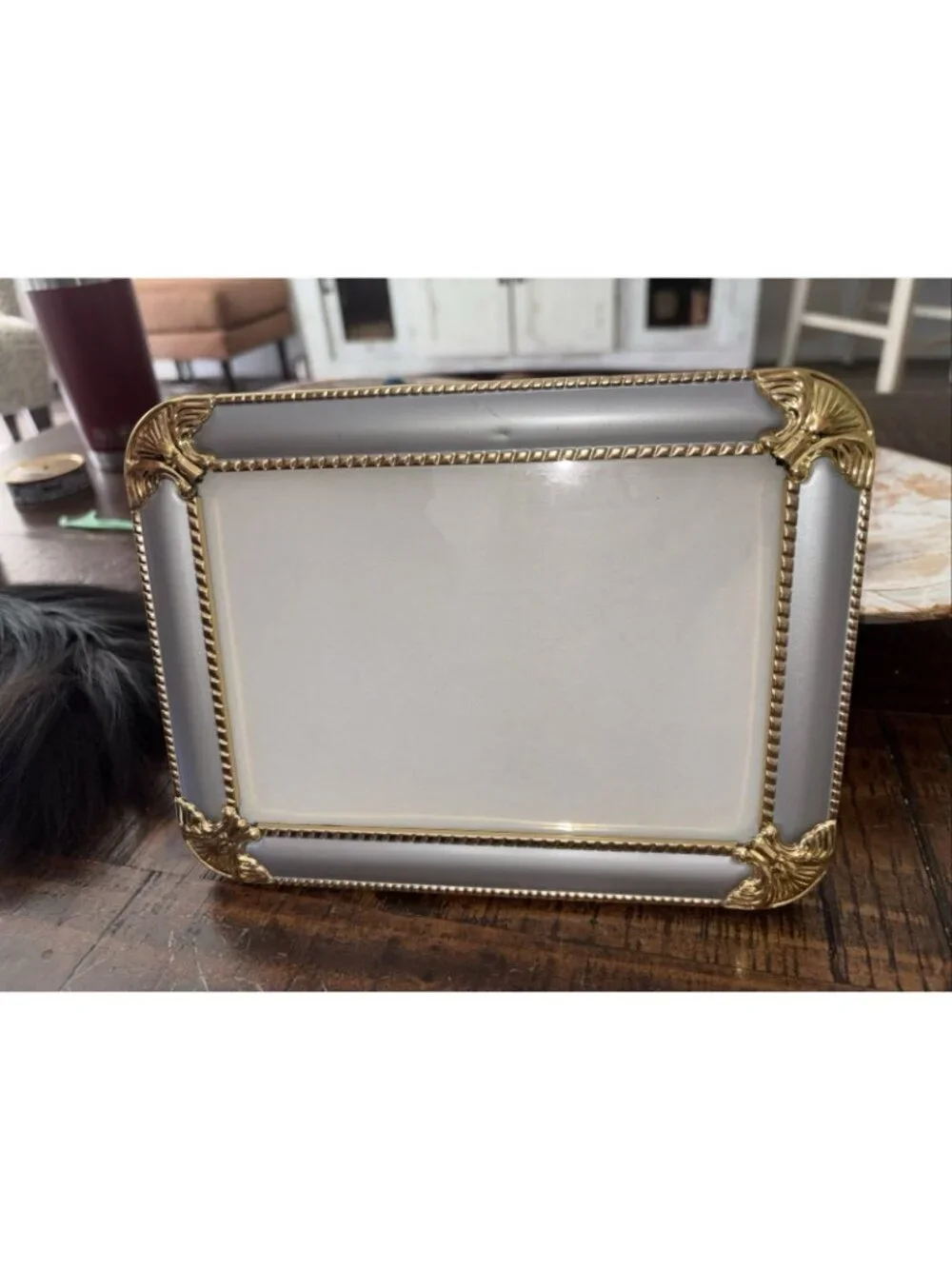 Vintage Elysees Polished Silver & Brass Scroll Frame for 5